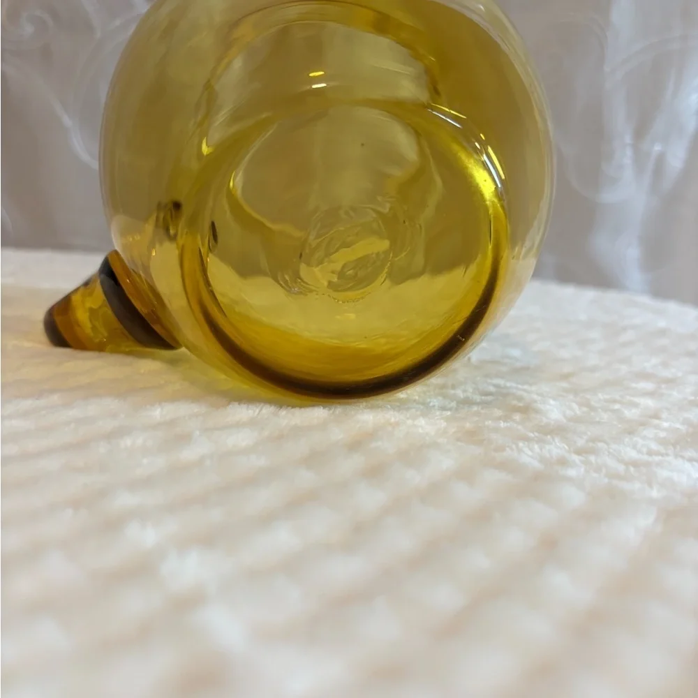 Vintage Handblown Amber Glass Pitcher